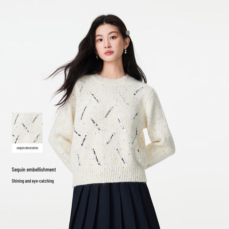 

FivePlus Women s Sequin Wool Blend Sweater One Size