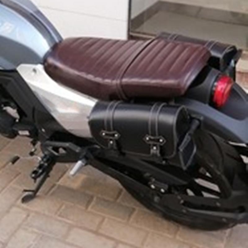 Motorcycle Barrel Bag Retro Motorcycle Saddle Bag Handlebar Tool Bag Water-Resistant 2 Straps Fork Bag PU Leather For Bike