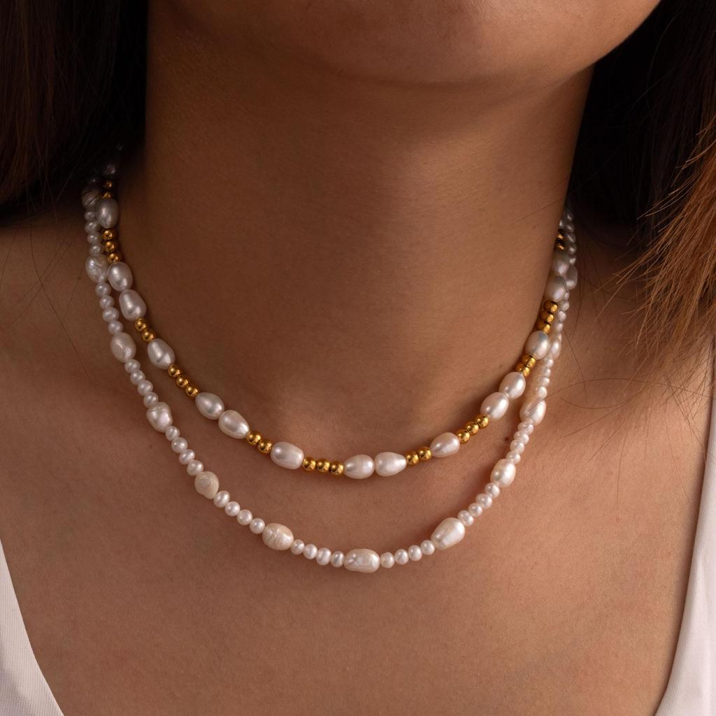 1ks Módní Pravý Barokní Sladkovodní Perlový Náhrdelník Ženy Vlastní Šťastný Choker Perlové Korálky Korálkový Náhrdelník Šperky pro Ženy