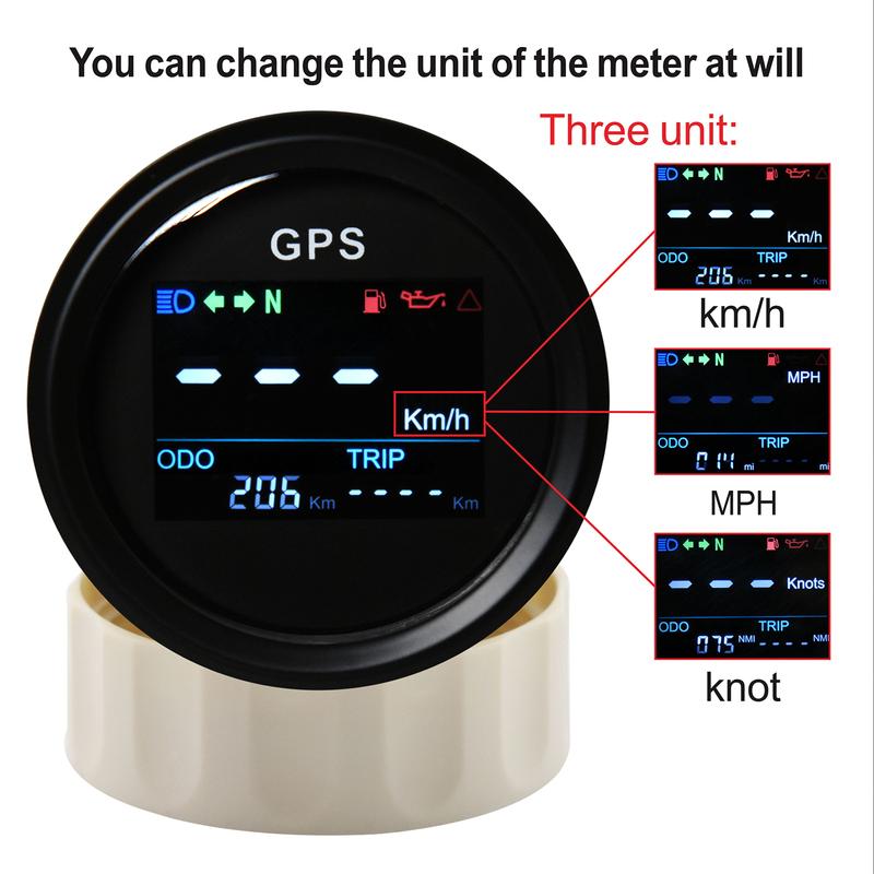 52mm GPS Speedometer Universal Speed Gauge + GPS Antenna with ODO TRIP Fuel Level Oil Press Alarm for Marine Boats Yacht 12V 24V