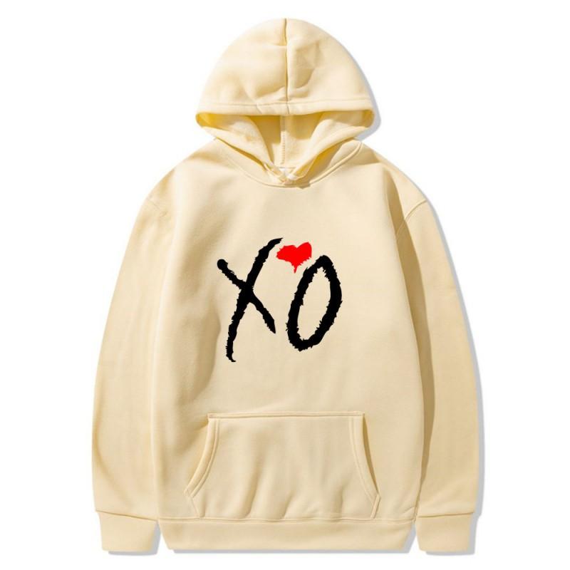 Mens Oversized Hooded Sweatshirt With XO Letter Print Loose Fit Streetwear Casual Top