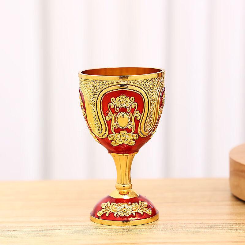 LISM Handmade Wooden Gold-Red Pattern Shot Glass Set
