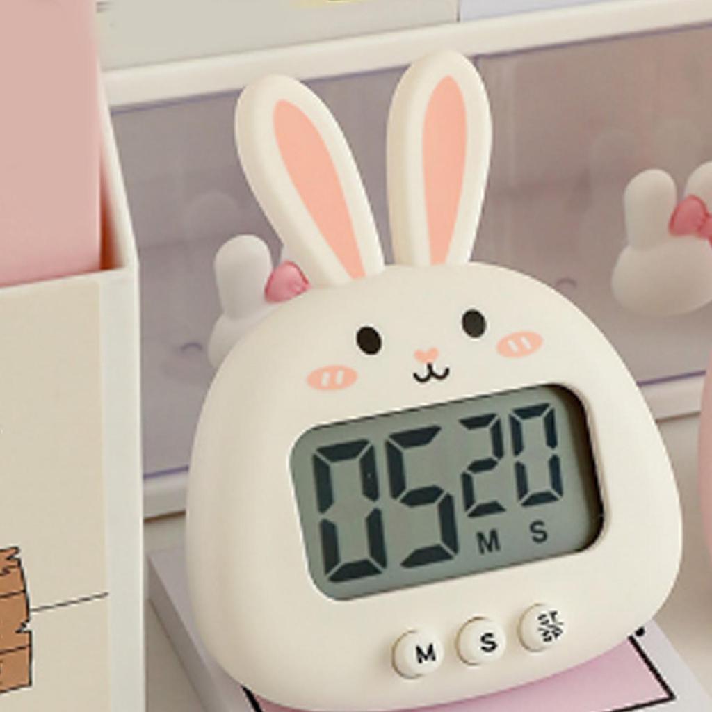 Digital Kitchen Timer Cute Bunny Magnetic Precise Easy Clear Alarm Cooking Timer for Famil