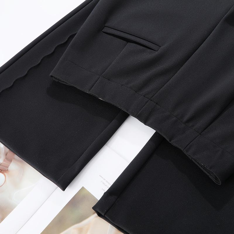 Women's Black Flared Pants - High-End Casual Draping for Spring 2025