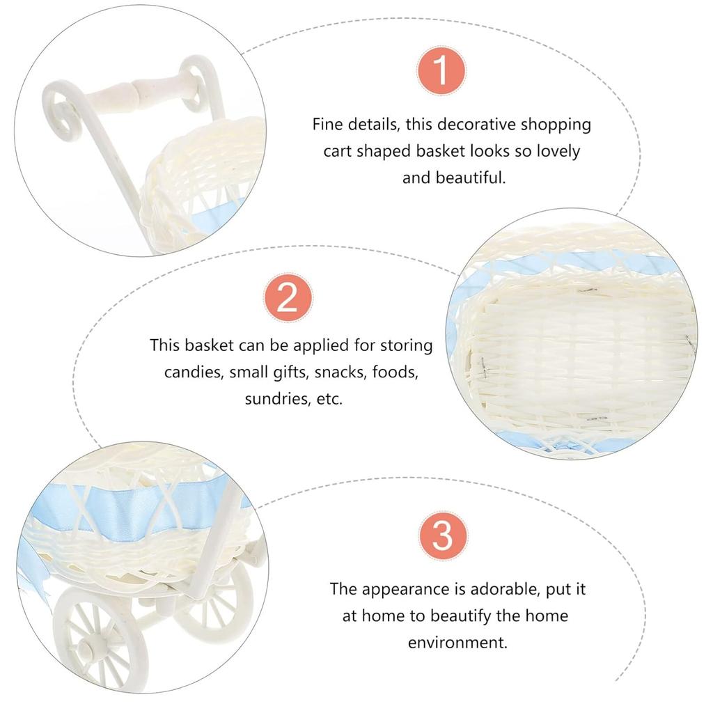 Party Woven Baskets Woven Flower Rattan Candy Basket Baby Stroller Basket Baby Shower Carriage Stroller Centerpiece Stroller Carriage Centerpiece
