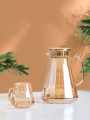Amber Glass Decanter Kettle and Cups Set Home Large-apacity Heat-Resistant Teapot Cold Water Lemonade Filter Jug Juice Milk Pitc