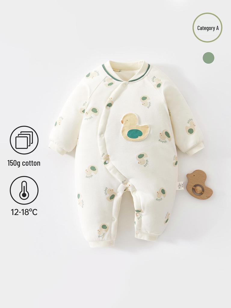 150g Quilted Cotton Baby Bodysuit - Thick, Class A, Autumn/Winter Newborn Homewear