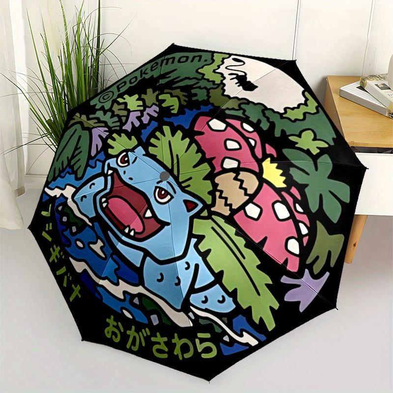 Pokemon Automatic Folding Umbrella with Sturdy Iron Frame, Portable Compact Travel Umbrella All-Season Use Parties 0807079