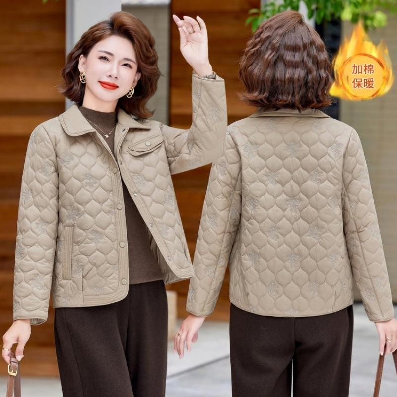 

Средняя мода новая хлопковая одежда Средневозрастные и пожилые осенне-зимние топы Короткая легкая хлопковая одежда хлопковые куртки тренд 5XL [recommended 150-80kg] хаки