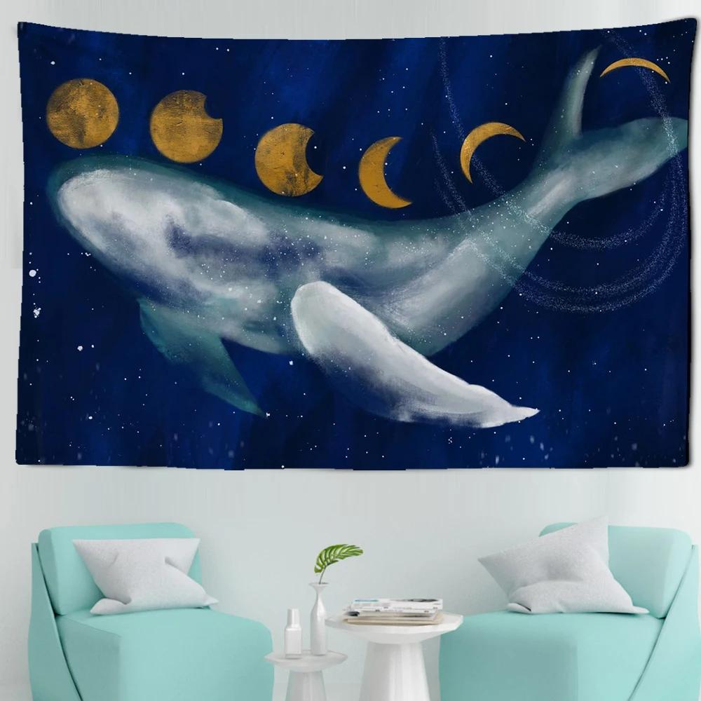 Tapestry Aesthetics Cartoon  Sky Dolphin  Pink Purple Cloud  Bedroom Wall Home Decoration