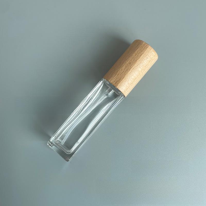 Sticlă portabilă de parfum din sticlă cu capac din lemn, opțiuni de 5 ml și 10 ml
