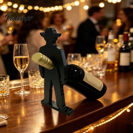 Sturdy Wine Organizer 3D Printed Cowboy Rack, Creative Bottle Holder, Stable Desktop Dining Room Table Centerpiece Art Ornament for Home Kitchen