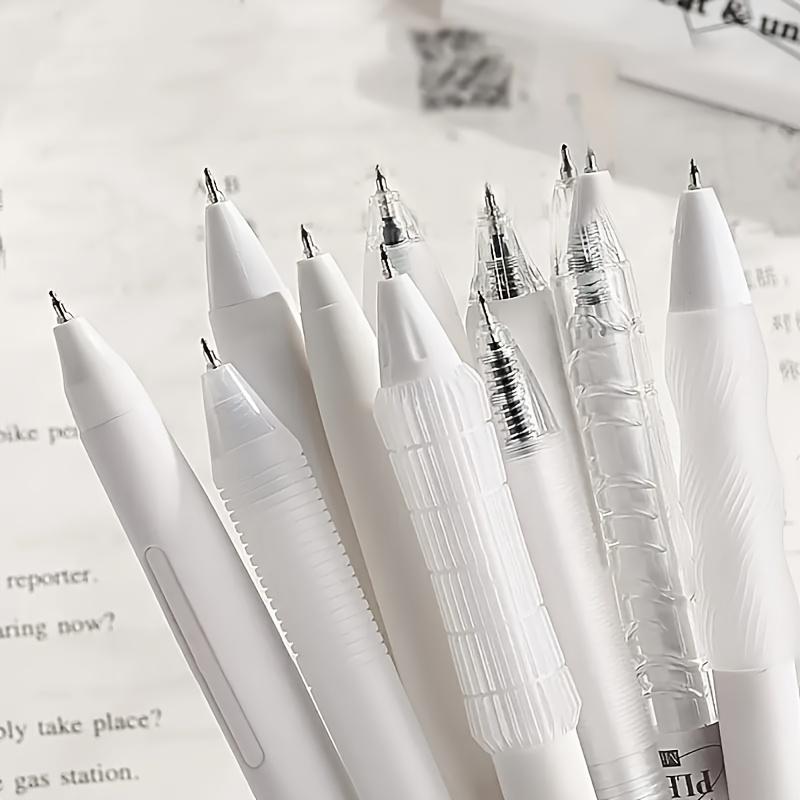 5pcs Ergonomic Retractable Ballpoint Pens | Smooth Writing Experience, Fast-Dry Ink, Medium Tip, Stylish Neutral Design for School & Office Use