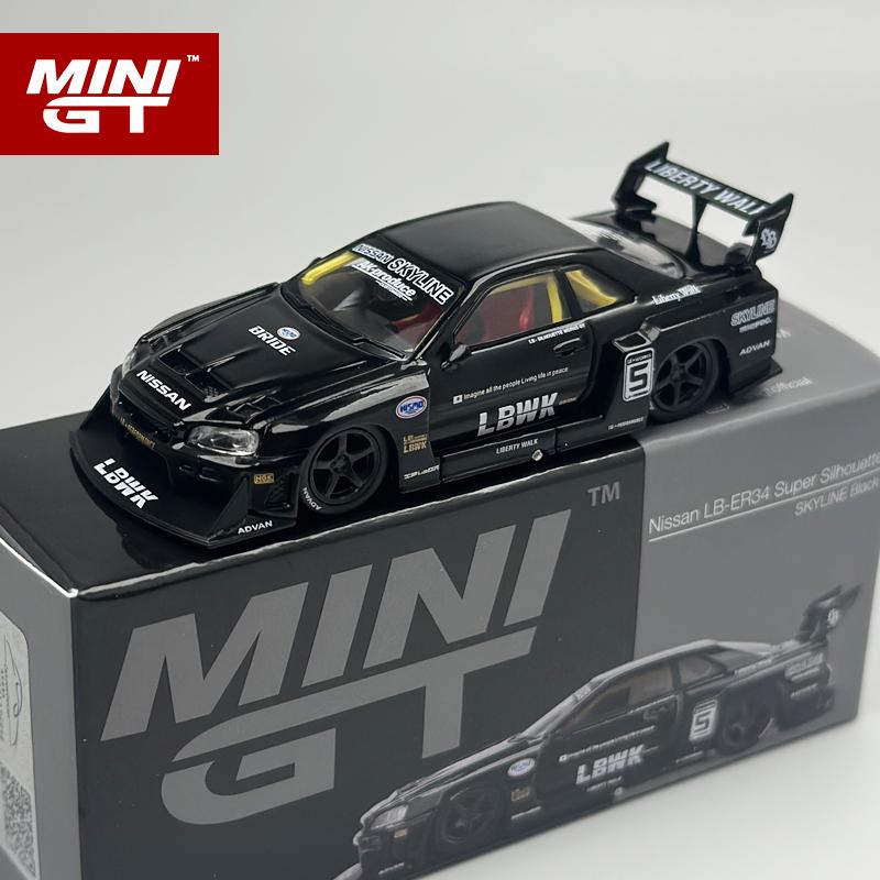 MINIGT 1:64 Nissan LB-ER34 Super Silhouette SKYLINE Black alloy Car Model 844