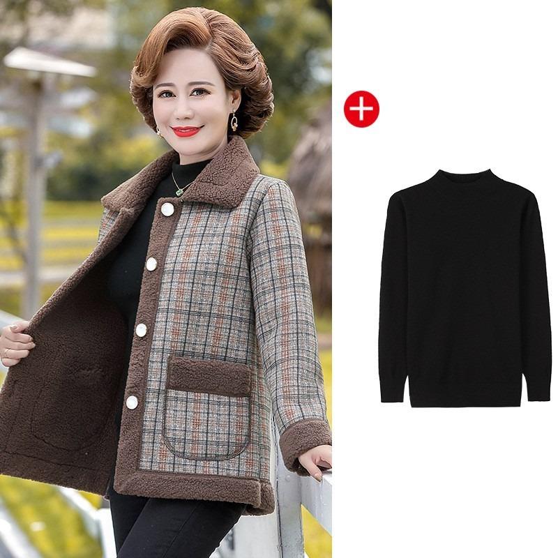 Mid-winter coat short jacket middle-aged and elderly women's clothing autumn and winter new tops