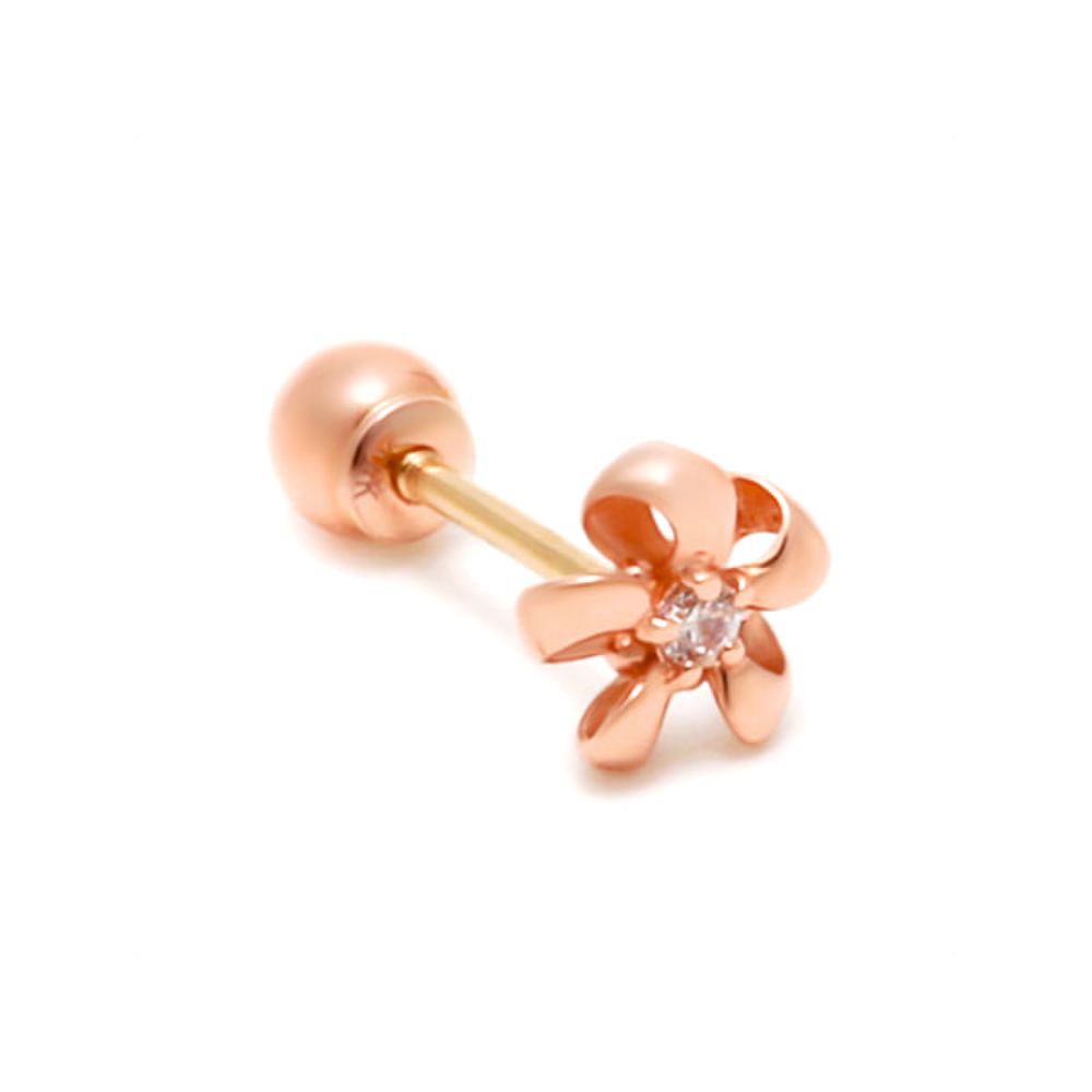 [Bnbgold] 14K/18K One Stone Volume Flower Cubic Piercing Earrings (Single Side) Pne23626