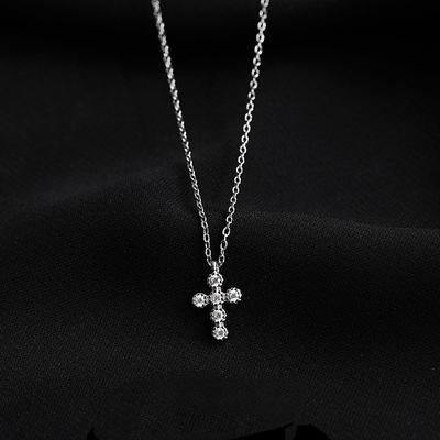 Vollständige Diamantkreuz-Halskette weiblich einfach exquisit Anhänger Schlüsselbeinkette Sommer leichter Luxus Nische