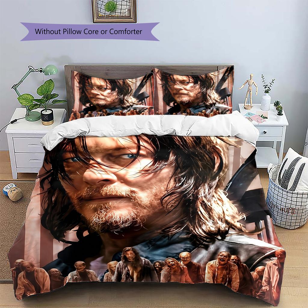 Povlečení s motivem The Walking Dead Domácí dekorace Narozeninový dárek (1 * povlak na peřinu + 2 * povlak na polštář, bez jádra)