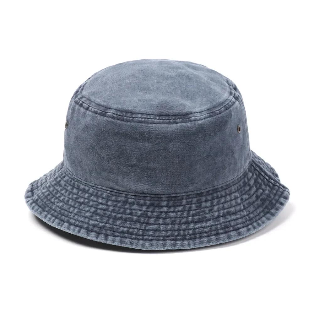 Fashion Denim Washed Bucket Hat Retro Foldable Fisherman Cap Cotton Casual Sun Hat Summer Outdoor Sunscreen Cap for Women Men