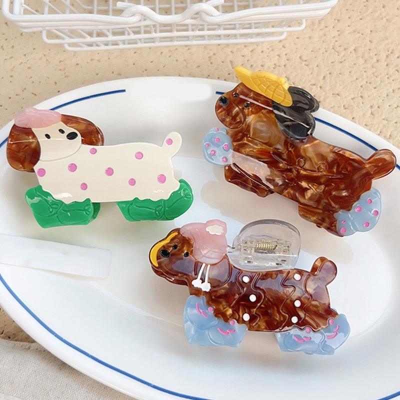 Cartoon Dog Shaped Hair Clip Claw Strong Grip Barrettes Trendy Hair Accesories for Gym Workouts and Casual Outings