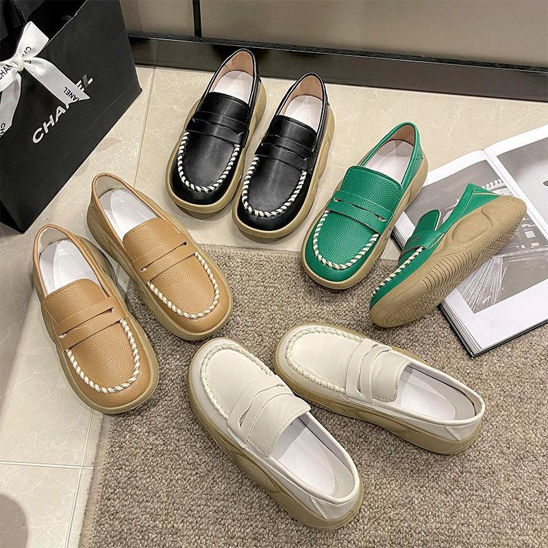 Fashion New 2024 Fashion Platform Casual Slip-on Loafers for Women Wedges Soft-soled Women Shoes Comfort Work Shoes Sewn Leather Shoes