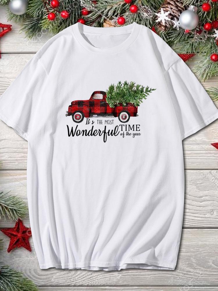 2025 Merry Christmas Women Holiday Fashion T Shirt Trend Graphic T-Shirts Holiday Tshirt New Year O-Neck Cartoon Top Xmas Gifts