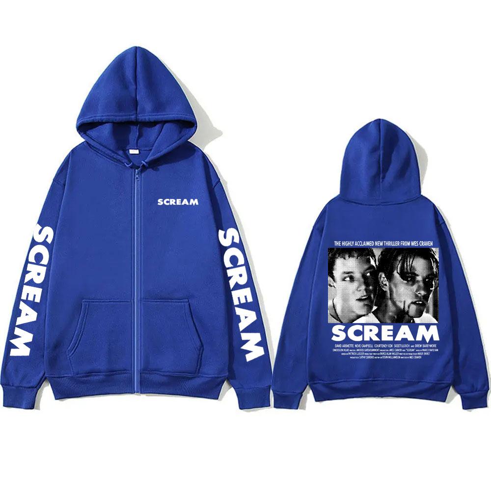 Horror Movie Scream Billy Loomis Zipper Hoodie Men Women Casual Vintage Zip Up Jacket Men's Fashion Oversized Zip Up Sweatshirt
