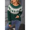 Winter New Christmas Sweater for Women, O-Neck Tree Pattern, Green Knitwear