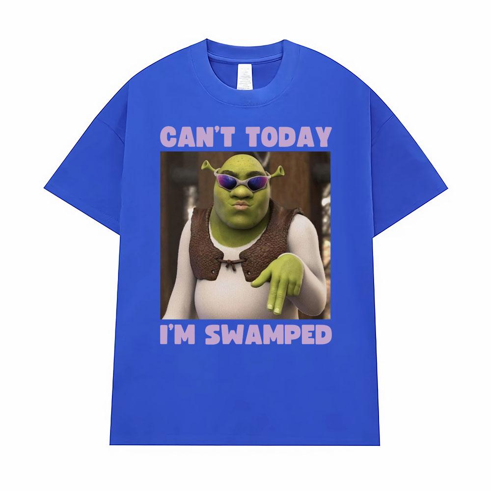 Non Posso Oggi Sono Travolto Divertente Meme di Shrek Maglietta Unisex Donna Casual Umorismo Manica Corta Yk T-shirt Vintage Gotico Magliette Oversize