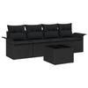 Ensemble de canapé de jardin 5 pièces avec coussins Noir Poly Rotin, Canapé de jardin 2 places avec rangement et coussins 3353902