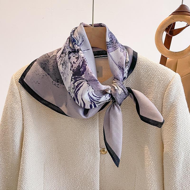 Orange Cashew Flower Cotton and Linen Hair Scarf  Small Square Scarf  Women's Thin Scarf  Linen Headscarf  Versatile Shirt