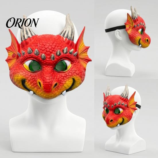 Breathable Eyelet Dragon Mask 3D Cute Full Face Mask, Halloween Party Baby Lightweight Costume Accessory Role Play with Realistic Scales And Horns for