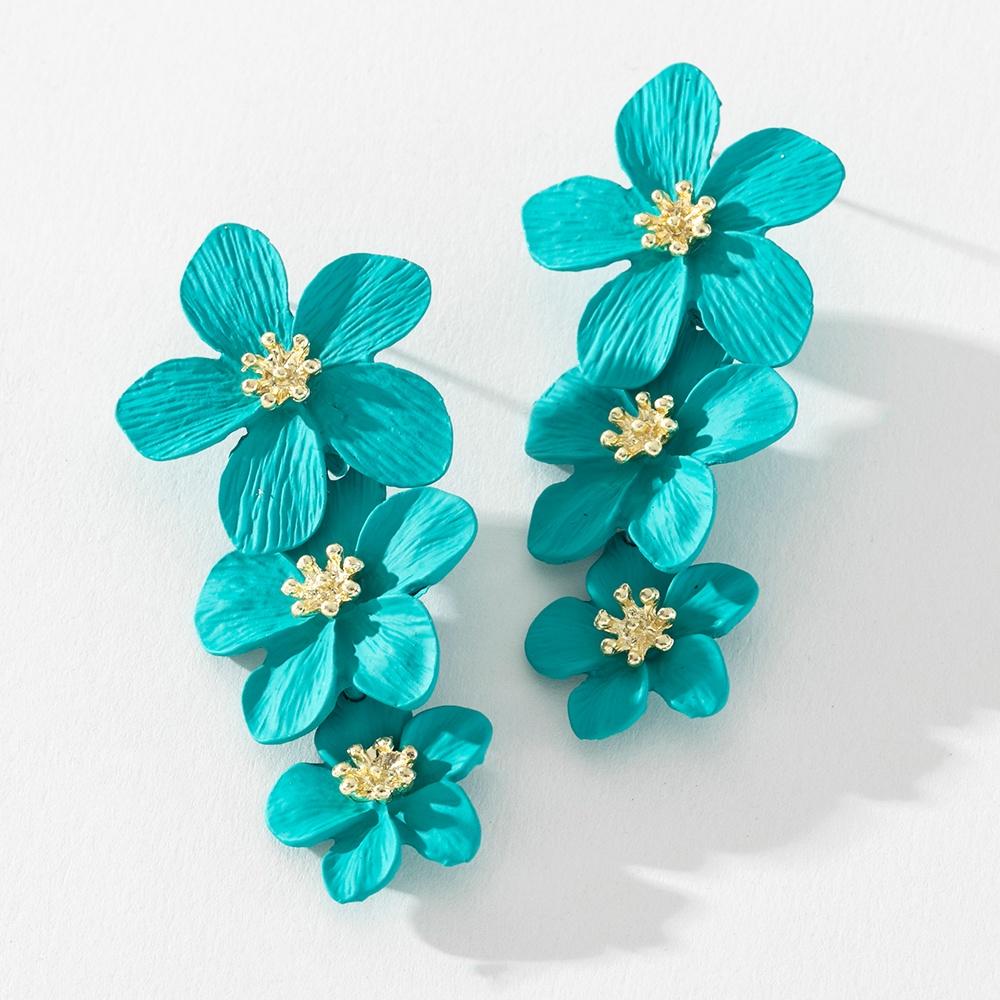 

Pinkdudu Модные цветочные серьги-подвески с распылителем, новые многослойные серьги-подвески из сплава для женщинPD576 синий