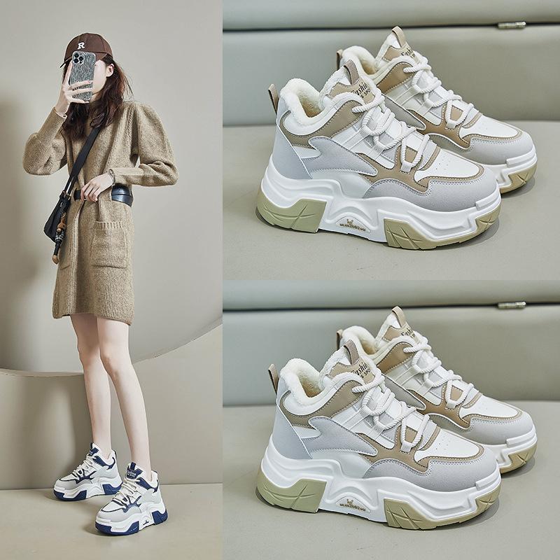 ins Korean version of the new velvet high-top dad shoes women's winter warm student sports and leisure shoes C-6602