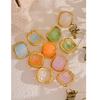 Yhpup Y2K Bunte Harz-Quadrat-Gold-Steckohrringe Damen Sommer Edelstahl 18 Karat Vergoldet Süßigkeit Charme Schmuck Wasserdicht