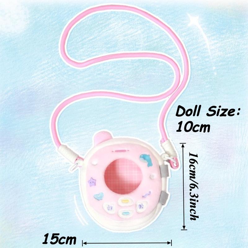 

Phone Shaped Doll Storage Bag for Girls Cute 10cm Plush Doll Going Out Bags Kawaii Organization Japan Style Original Design New розовый