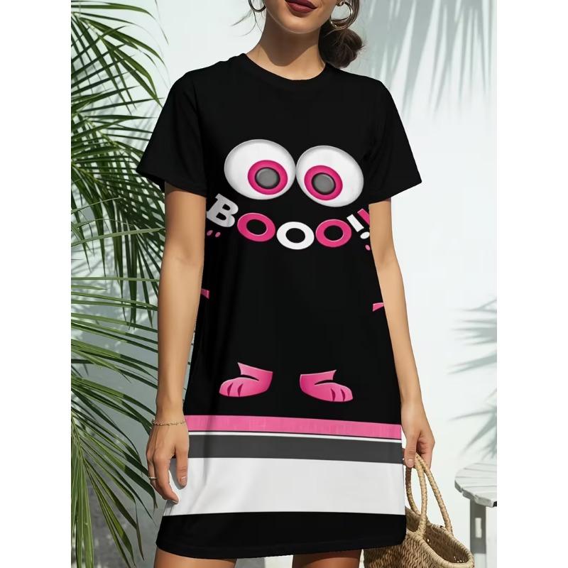Summer Women's Short Sleeve Dress Plus Size Women's Loose Short Dress Casual 3d Printed Fashion Party Dresses Top
