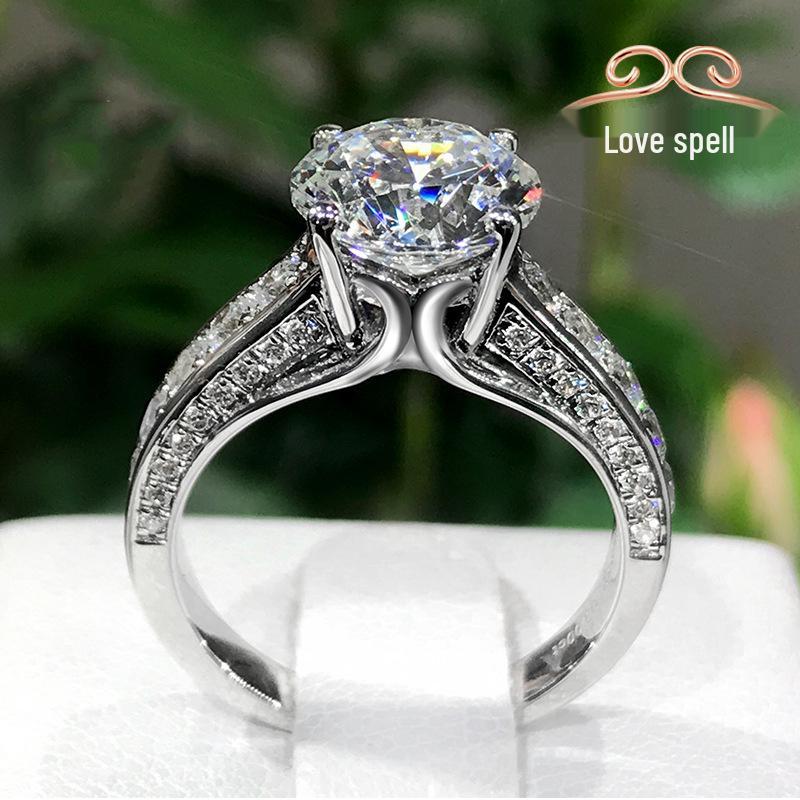 

2-Carat Radiant Love Hoop Ring: Four-Prong Imitation Diamond Pigeon Egg Design - I Love You for Life Adjustable Opening
