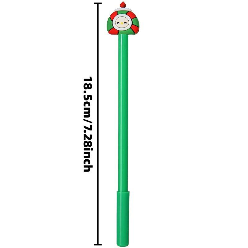 21Pcs Back To School Season Stationery, Cute Cartoon Christmas Topper Writing Pen for Students, Green Slim Body Design Decorative Pen, Ideal School
