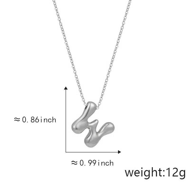Cute Smooth Letter Necklace, Chubby Pendant, European and American Fashionable and Simple Collarbone Chain