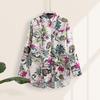Loose-Fit Cotton Linen Printed Long-Sleeve Tops