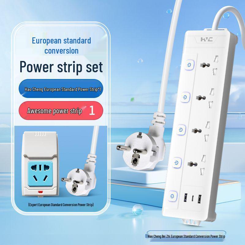 European Standard German Power Strip Extension Cord Adapter for Cross-Border Use