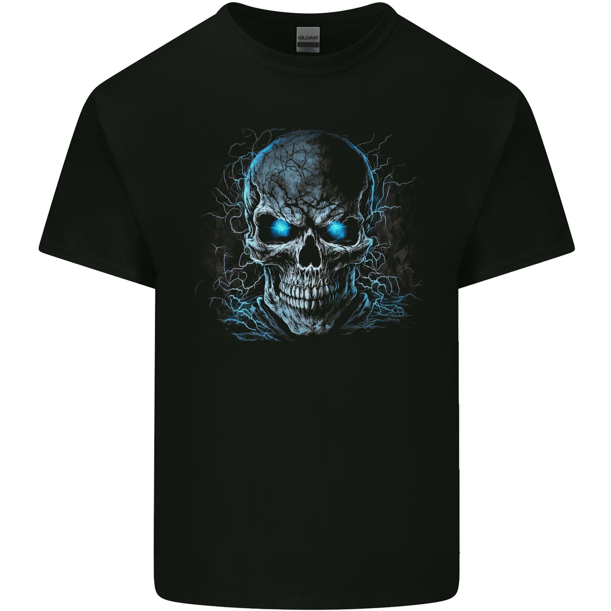 Blue Cosmic Skull Unisexs Light Cotton TShirt S