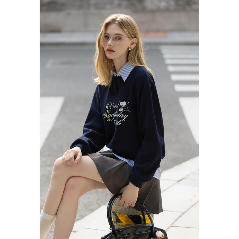 TonLion Women's Snoopy Fleece-Lined Polo Hoodie