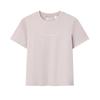 White Fashion Simple Casual Comfortable Versatile Knitted Short Sleeve T-Shirt Women Tops Lotus-Gray-Pink F11W623113FPK
