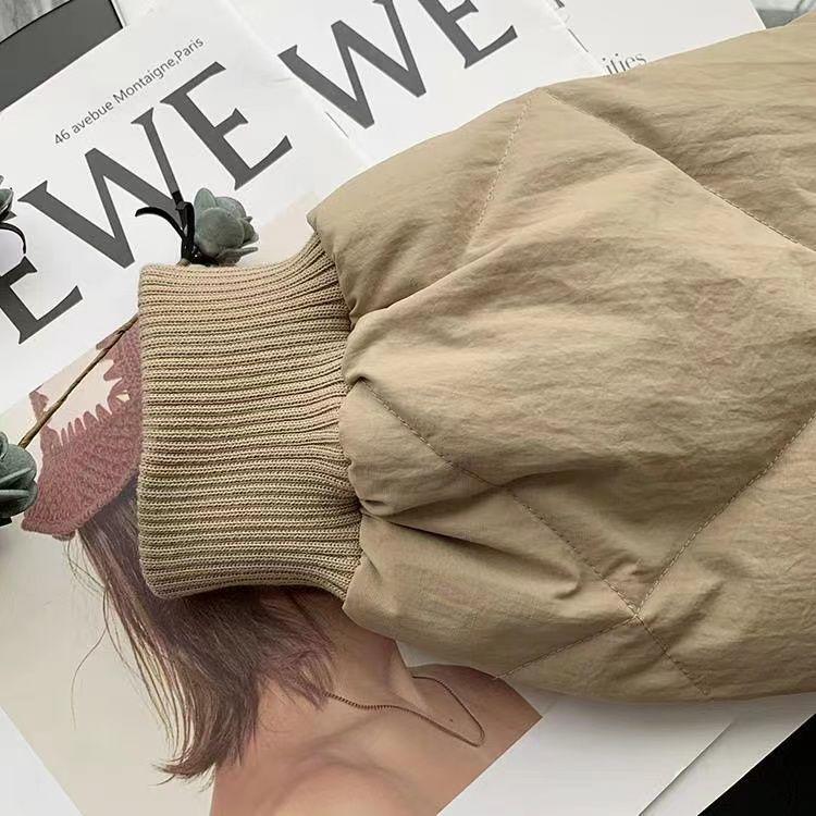 Malá patchworková prošívaná péřová bunda se stojáčkem - Lehká, Krátká, Volný střih, Silné prachové peří z bílé kachny, Směs spandexu na zimu