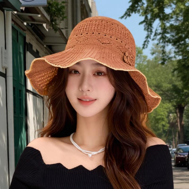 Summer Hat Women's Sunshade Sunscreen Hat Straw Hat Bucket Hat Summer Big Brim Seaside Beach Sun Hat New