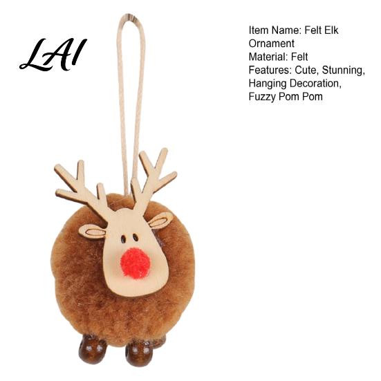 Winter Wonderland Party Supplies Christmas Felt Elk Hanging Ornaments Cute Fuzzy Pom Reindeer Adorable Deer Ornaments for Windows Pendant,