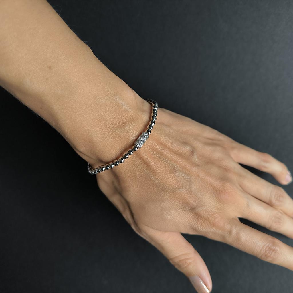 Серебряный браслет с фианитами, вес изделия 5,95 гр (2214823)