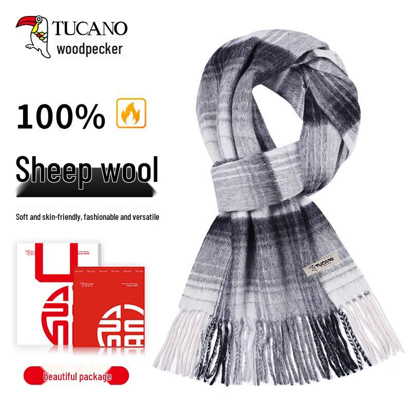 

Woodpecker Men s Classic Plaid 100% Wool Scarf One Size